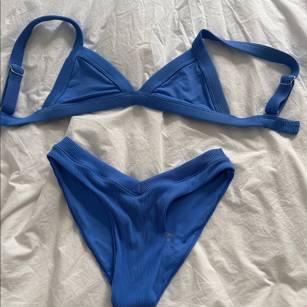 Oneone swim Blue Ribbed Bikini Set